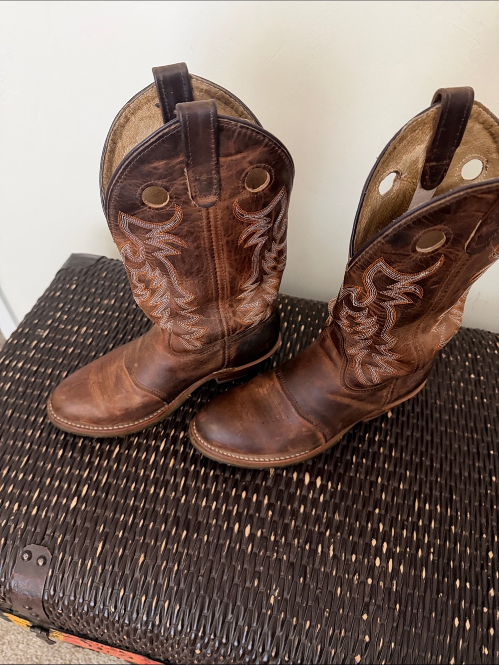 Double H Brown Leather Western Cowboy Boots - Picture 2 of 6